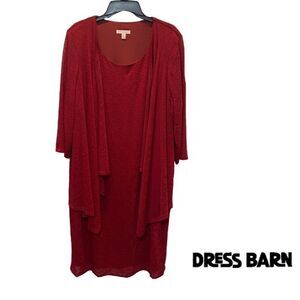 NWT dress barn maroon sz 22w dress with built-in cardigan